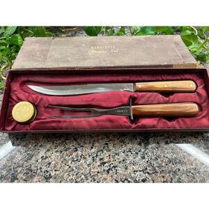 Vintage Wear-Ever Carving Set 205 Knife Fork and Rolit Grinder with Box